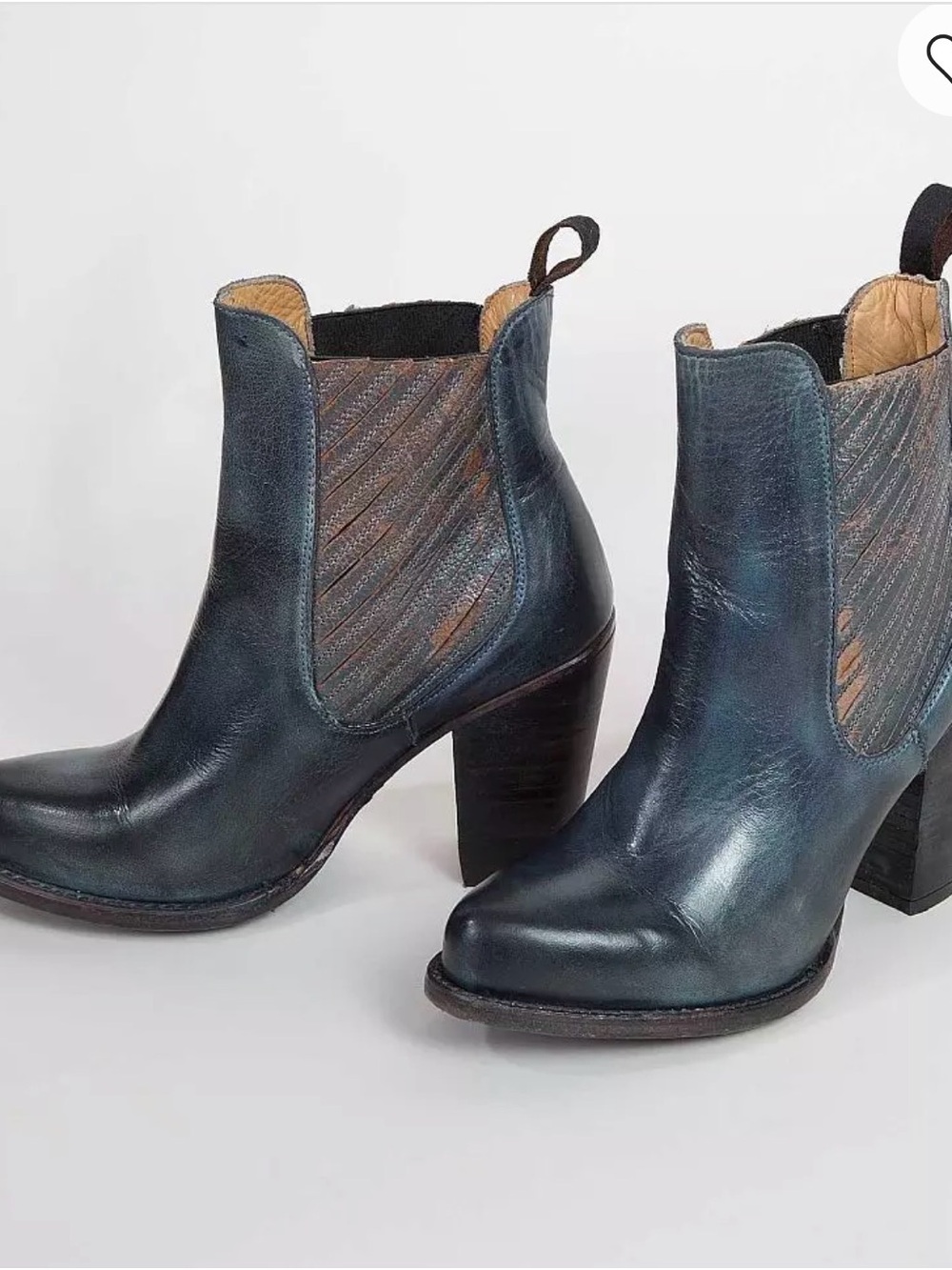 BED|STU Steel Blue Rustic Leather Insight Ankle Boots